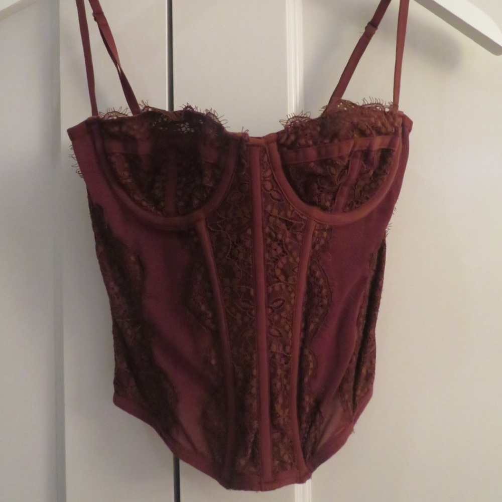 Urban Outfitters Brown Lace Corset Top